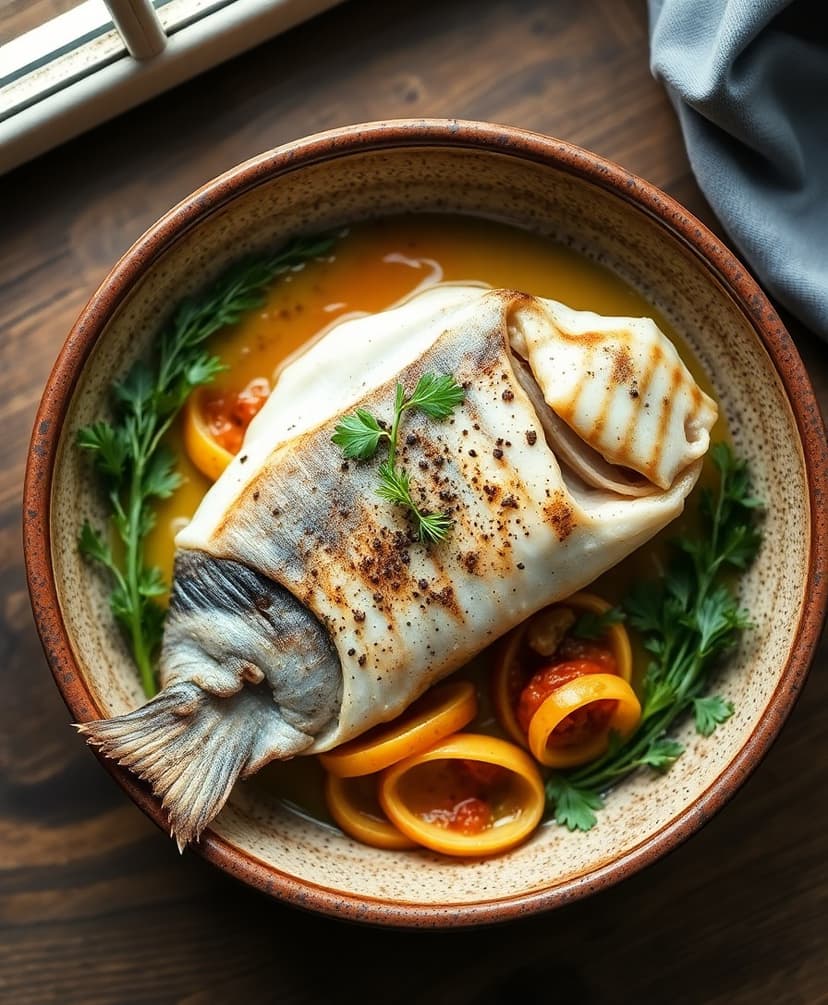 Branzino al Forno con Patate, Limone ed Erbe Aromatiche